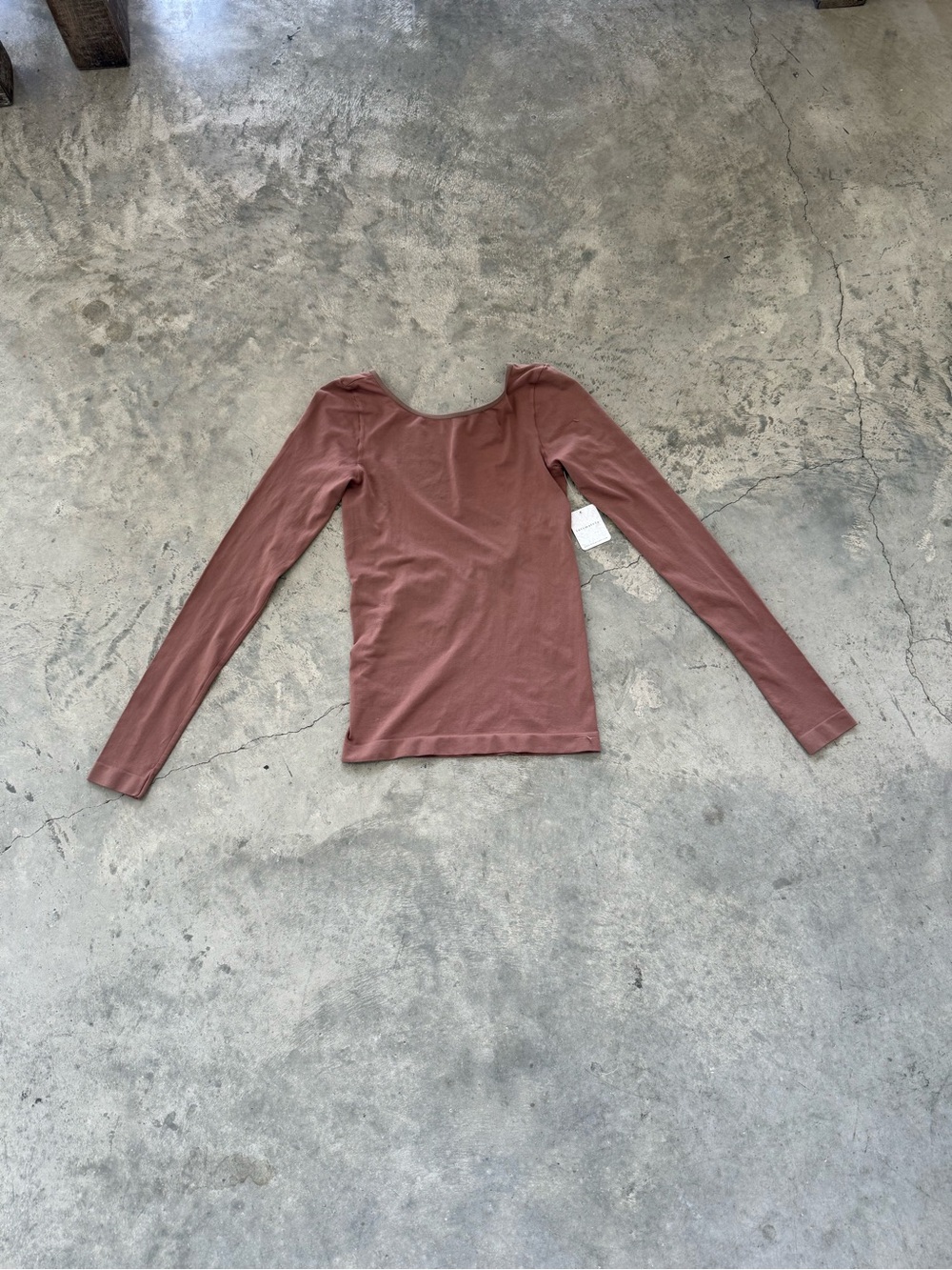 Free People Scoop Neck Long Sleeve Top - Mauve